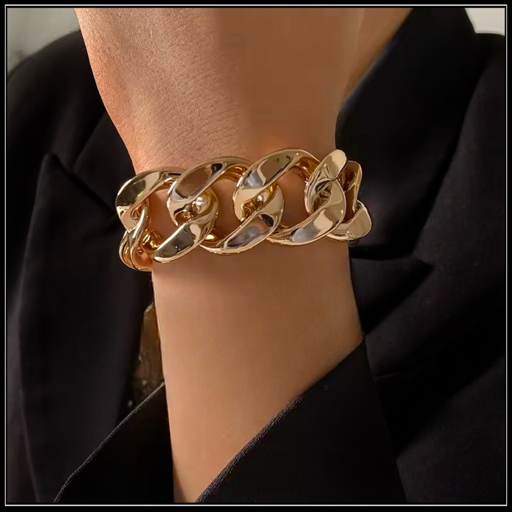 NEW CHUNKY STATEMENT GOLD CHAIN LINK BRACELET